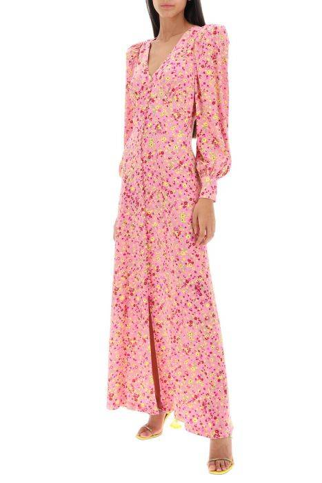 rotate maxi shirt dress with bouffant sleeves
