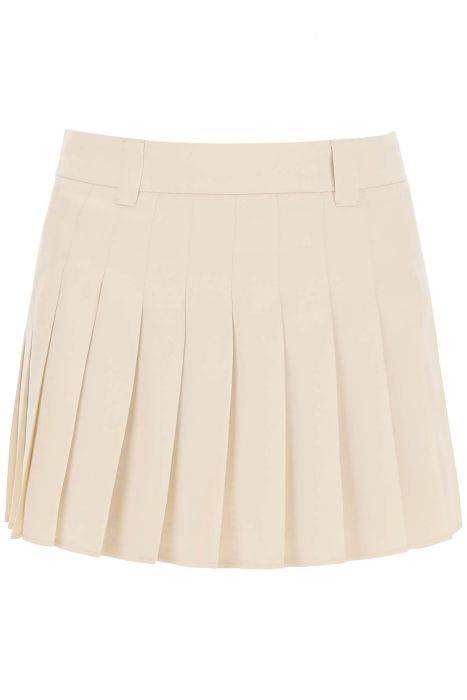 miu miu pleated mini skirt with logo all-over