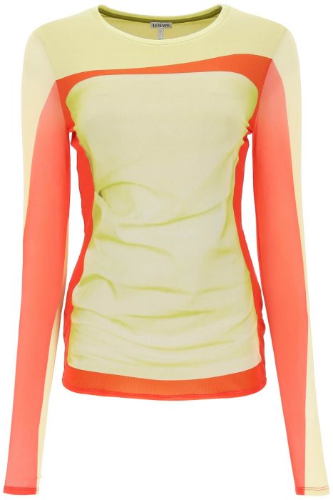 loewe long-sleeved trompe l'oeil top in mesh