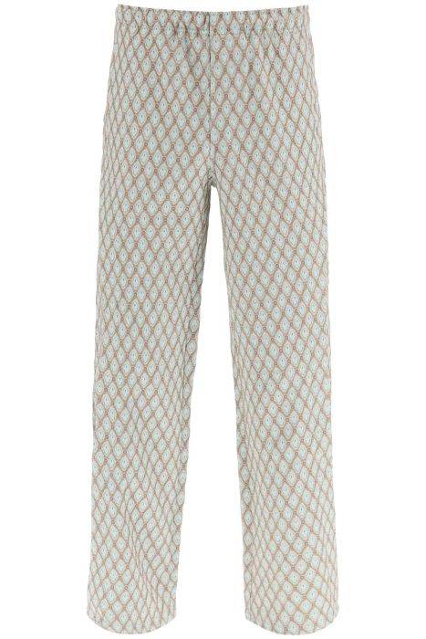 andersson bell pantaloni in jacquard a motivo geometrico con apertura laterale