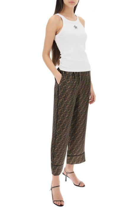 fendi silk pajama pants with all-over logo