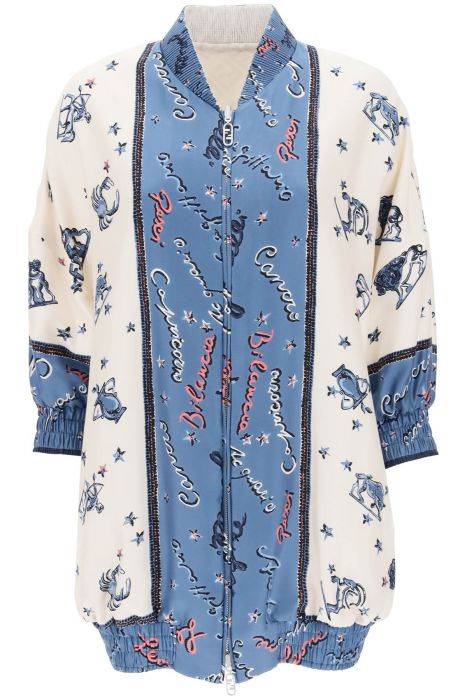 fendi reversible blouson jacket in silk with 'astrology' motif