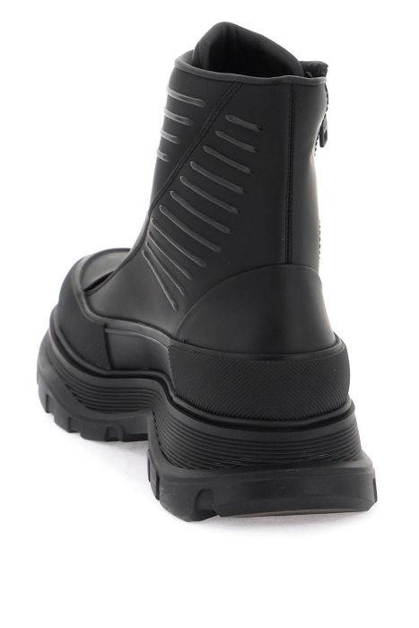 alexander mcqueen rubberized fabric tread slick ankle boots
