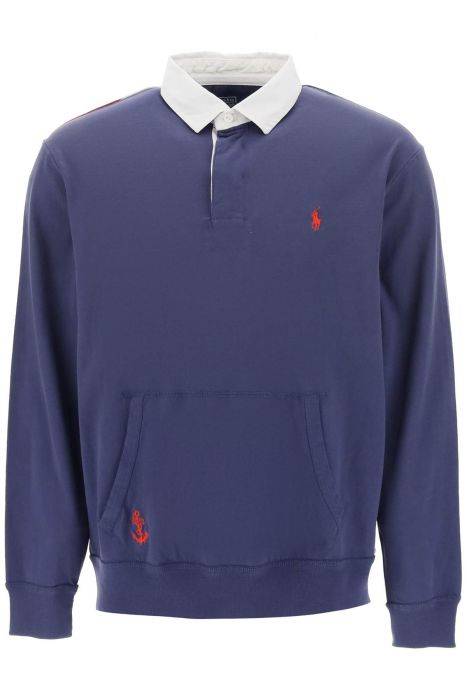 polo ralph lauren polo rugby manica lunga patch bandiera