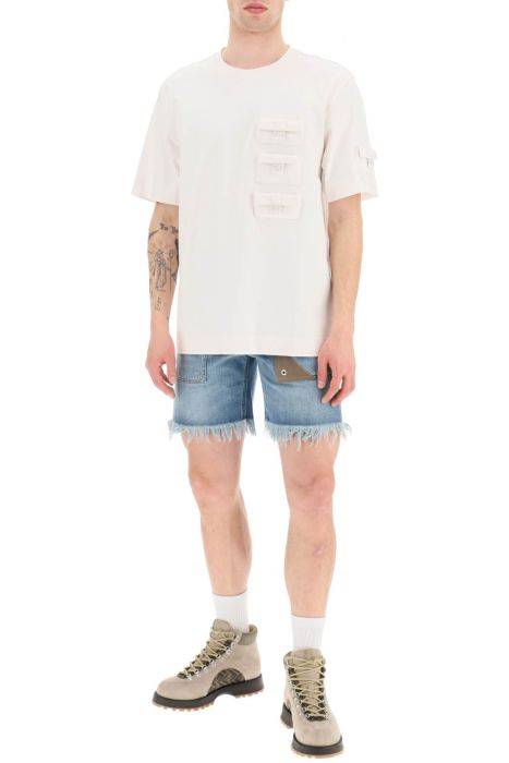 fendi denim shorts with fringed hem