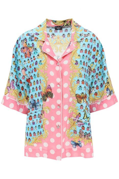 versace camicia manica corta butterflies and ladybugs