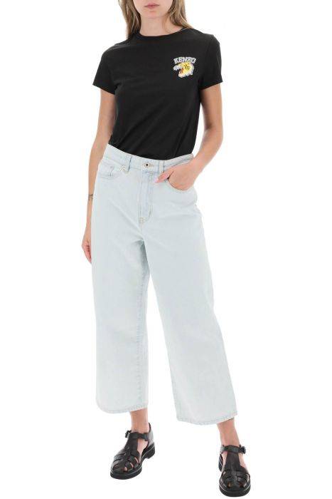 kenzo 'sumire' cropped jeans with wide leg