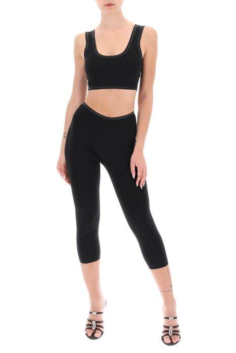 alexander wang cropped leggings with crystal-studded logoed band
