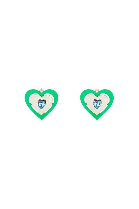 saf safu orecchini a clip 'green neon heart'