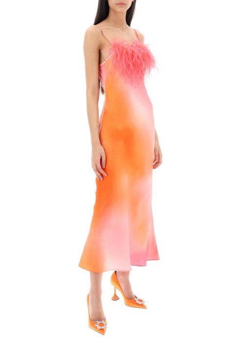 art dealer 'ella' maxi slip dress in jacquard satin with feathers