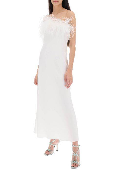art dealer 'ember' maxi dress in satin with feathers