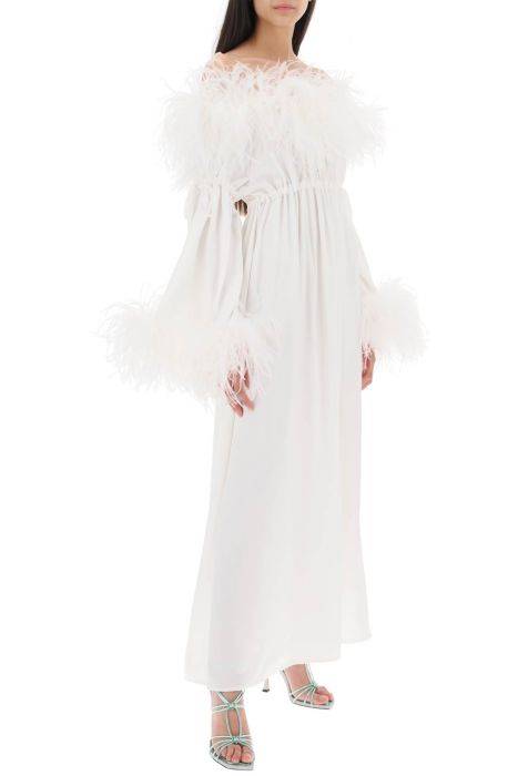 art dealer 'bettina' maxi dress in satin with feathers