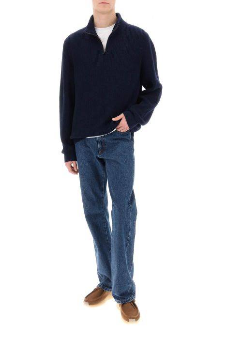 a.p.c. sweater with partial zipper placket