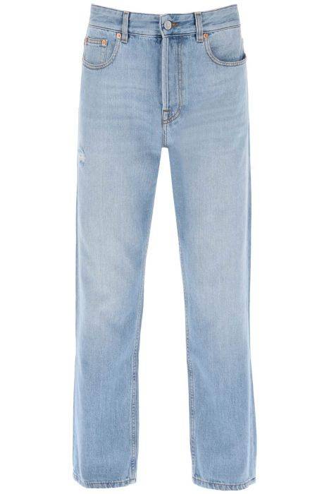 valentino garavani jeans affusolati con lavaggio chiaro