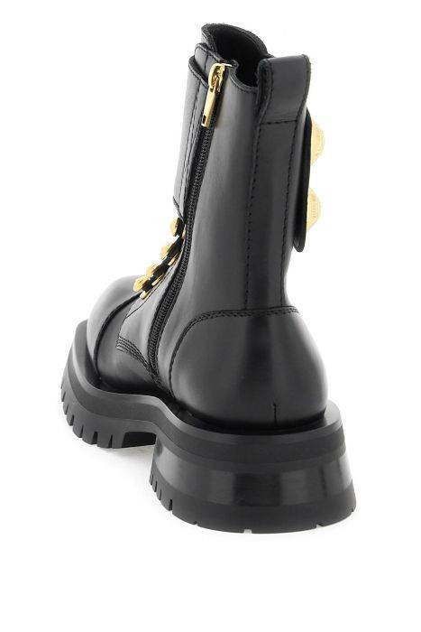 balmain leather ranger boots with maxi buttons