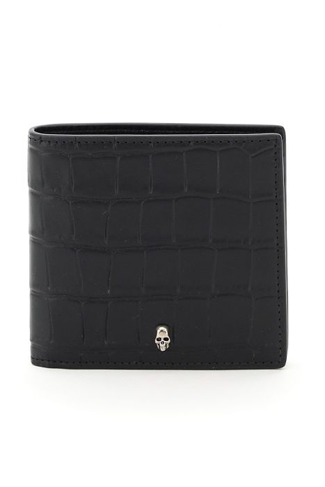 alexander mcqueen croco-embossed bi-fold wallet