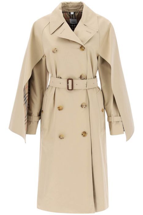 burberry 'ness' double-breasted raincoat in cotton gabardine