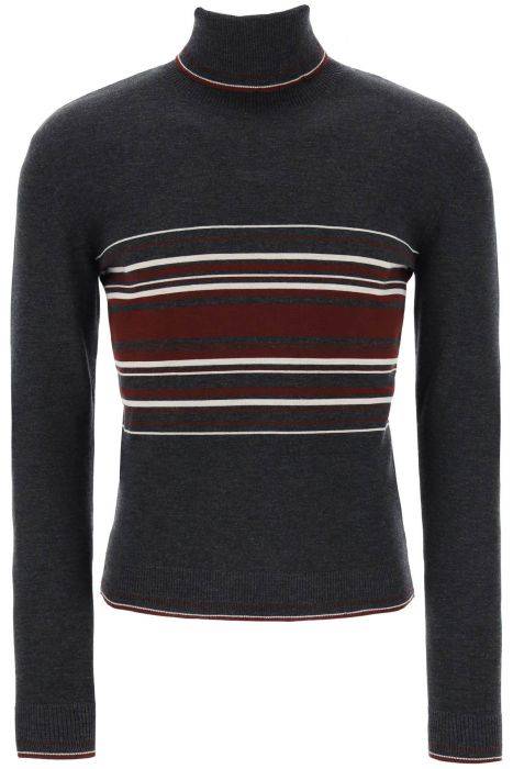 dolce & gabbana striped wool turtleneck sweater