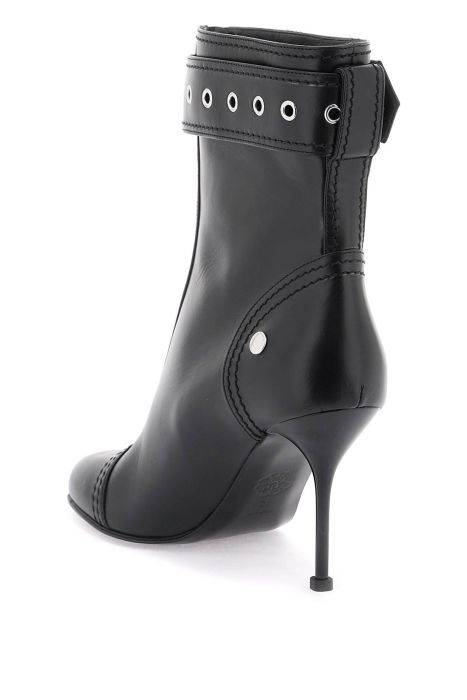 alexander mcqueen leather ankle boots with buckle