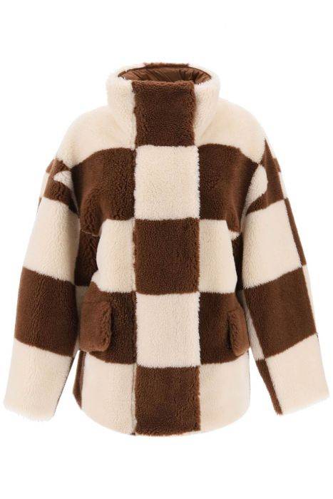 stand studio dani teddy jacket with checkered motif