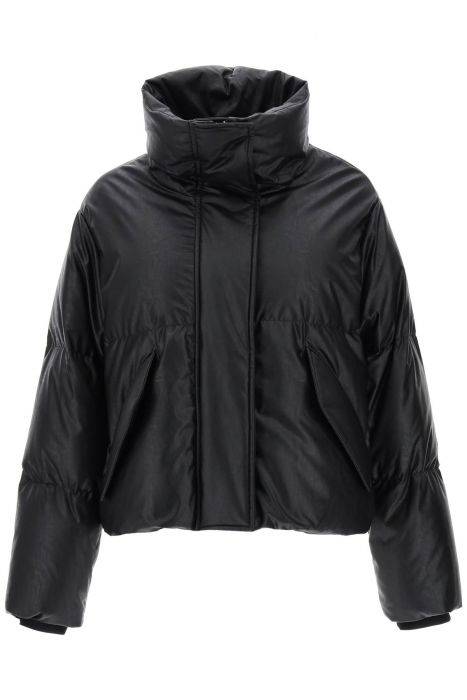 mm6 maison margiela faux leather puffer jacket with back logo embroidery