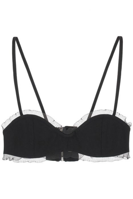 ganni fishnet knit-edged bra