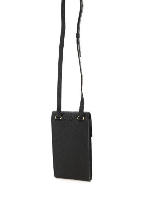 thom browne pebble grain leather phone holder with strap