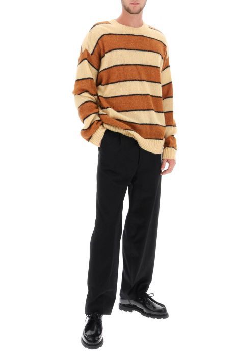 closed striped wool and alpaca sweater