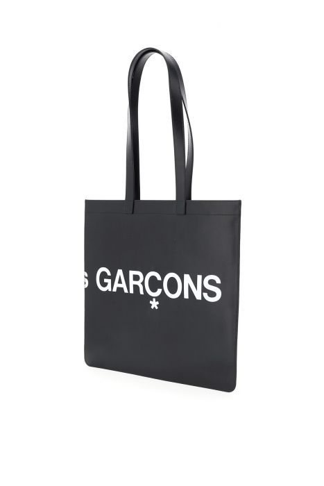 comme des garcons wallet leather tote bag with logo