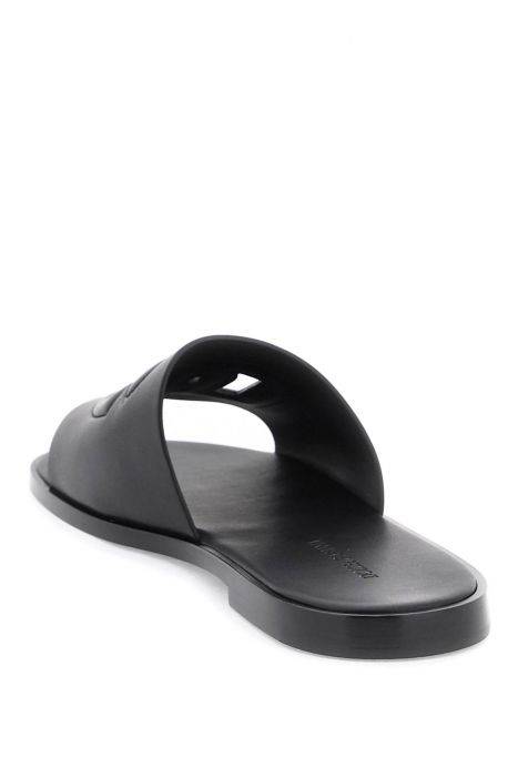 dolce & gabbana leather slides with dg cut-out