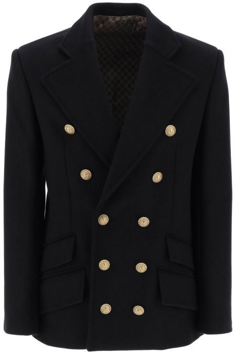 balmain double-breasted wool peacoat