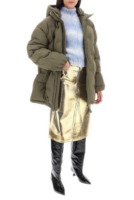 ganni midi puffer jacket with detachable hood