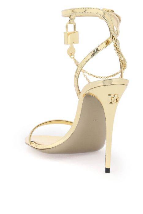 dolce & gabbana laminated leather sandals with charm