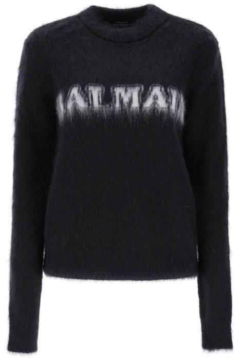 balmain brushed-yarn sweater with logo