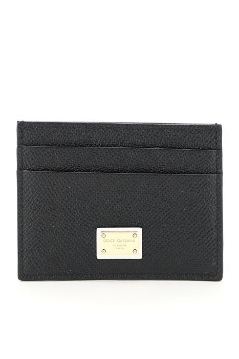 dolce & gabbana leather card holder with logo plaque