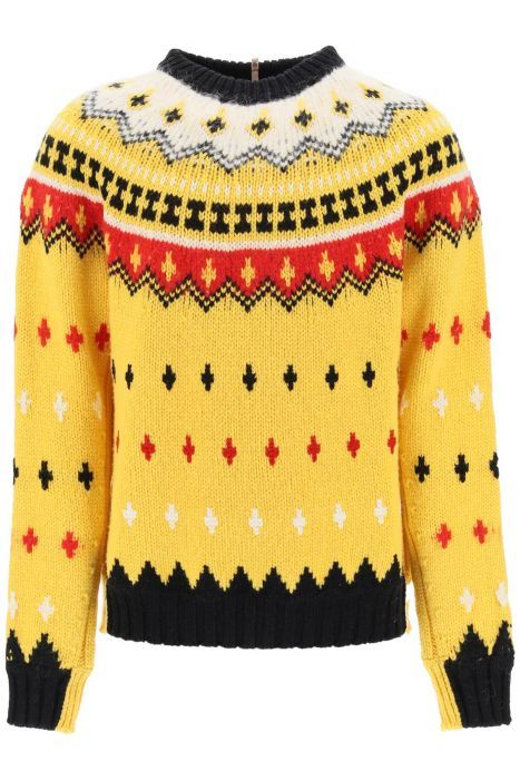 moncler grenoble fair isle sweater in wool and alpaca