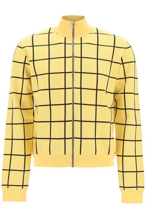 marni zip-up cardigan with check motif