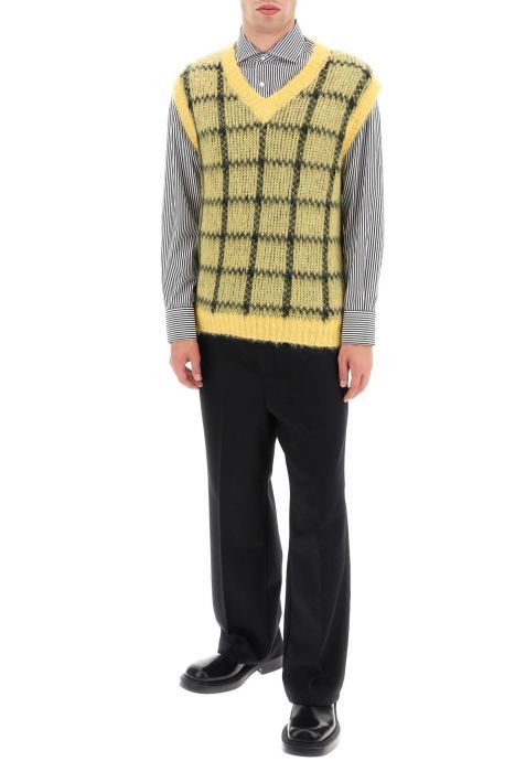 marni brushed-mohair vest with check motif