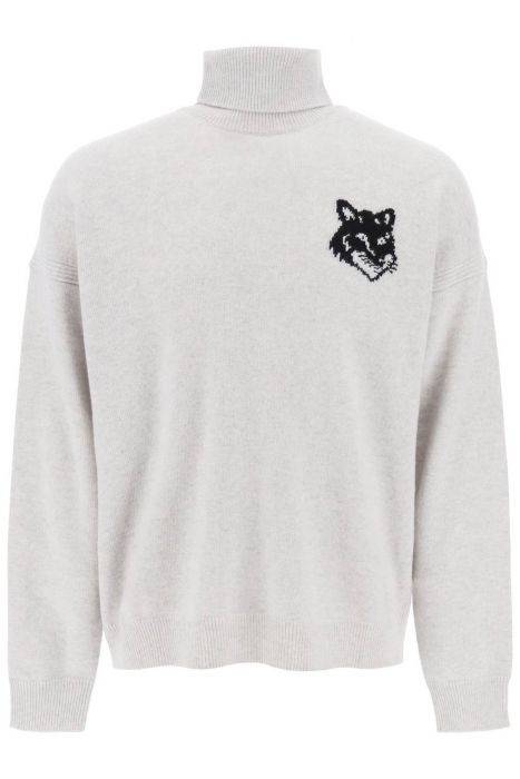 maison kitsune fox head inlay turtleneck sweater