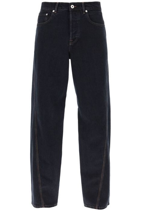 lanvin jeans baggy con cuciture ritorte