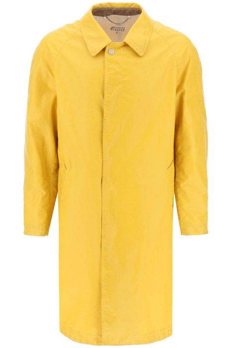 maison margiela trench coat in worn-out effect coated cotton
