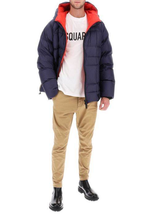 dsquared2 logo print hooded down jacket