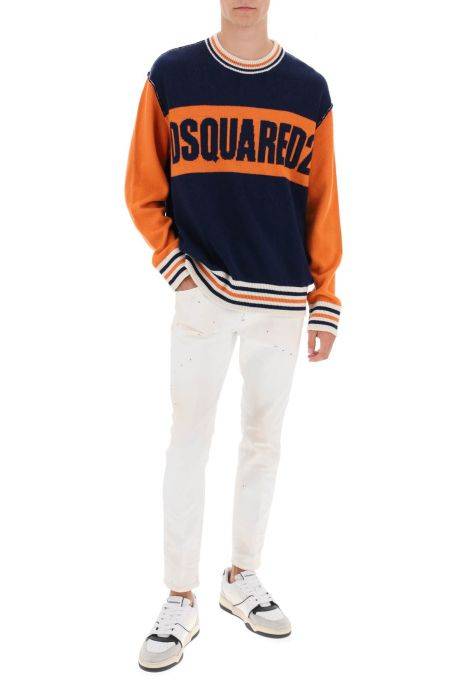 dsquared2 college sweater in jacquard wool
