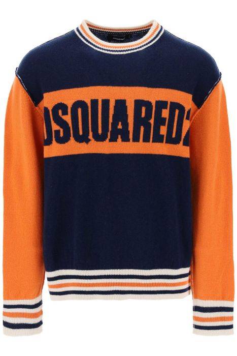 dsquared2 college sweater in jacquard wool