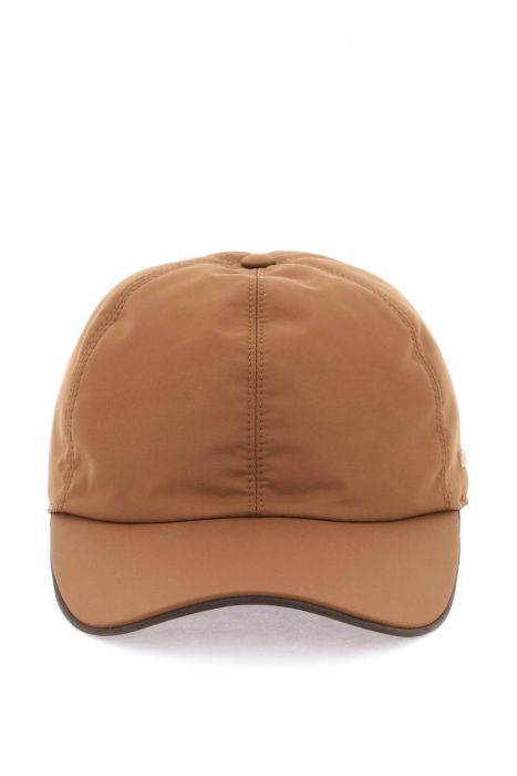 zegna baseball cap with leather trim