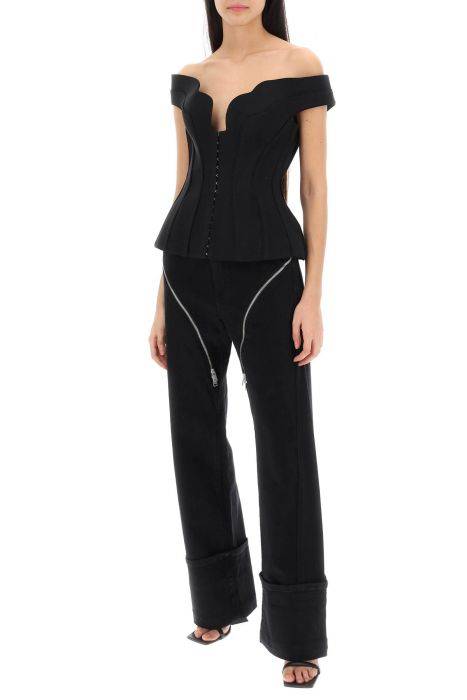 mugler straight jeans with zippers