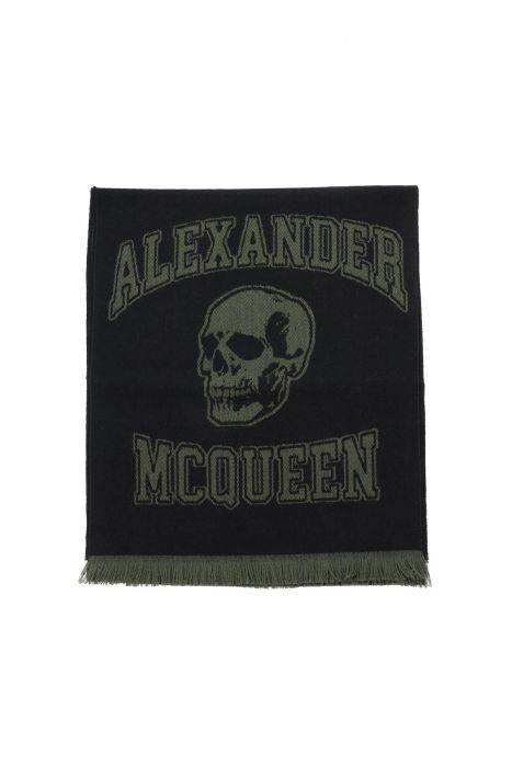 alexander mcqueen varsity logo wool scarf