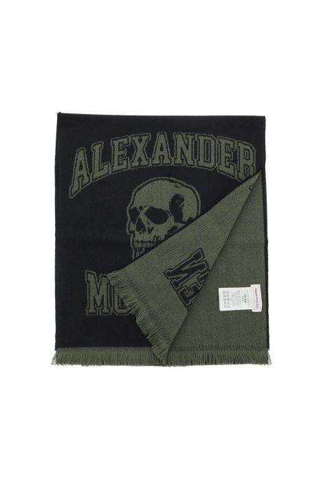 alexander mcqueen sciarpa in lana con logo varsity