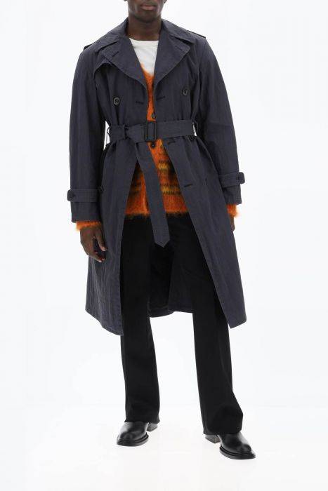 maison margiela double-breasted trench coat in cotton