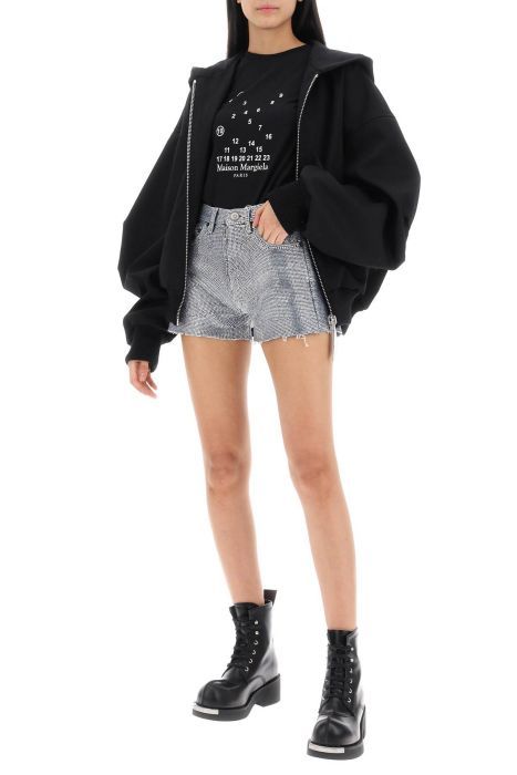 maison margiela shorts in rhinestone-studded denim